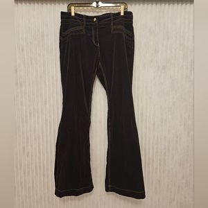 Brown velvet Cache jean style flare leg pant